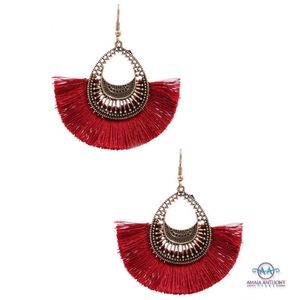 Red Fringe Earrings